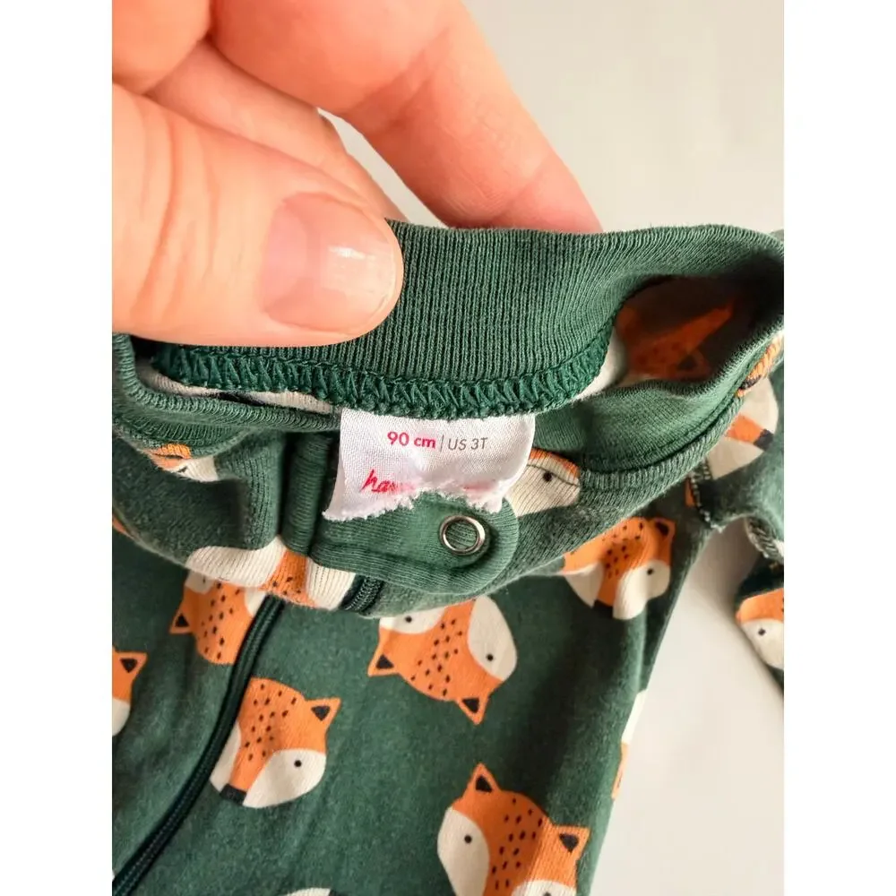 Hanna Andersson Baby Fox Print 2-Way Zip Sleeper - Organic Cotton 90 3T
